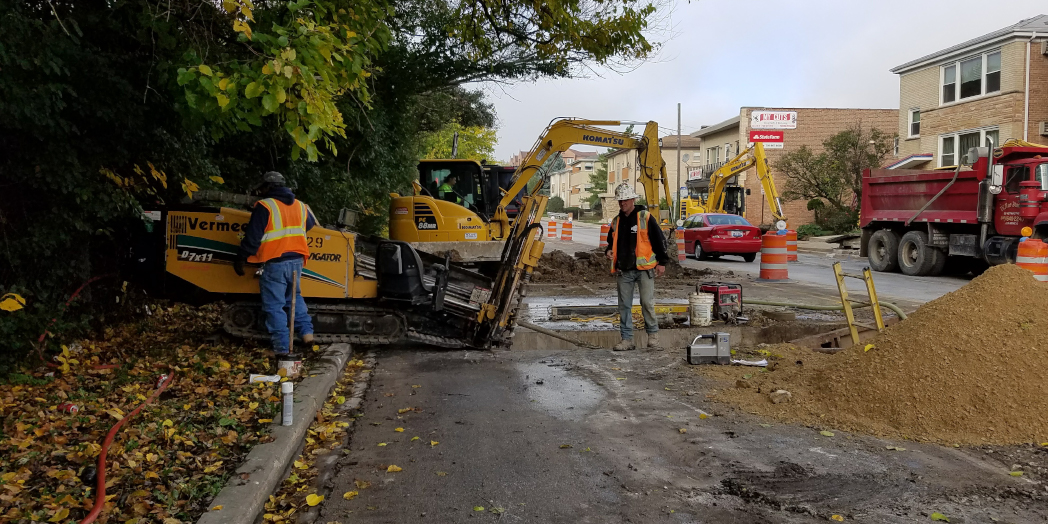 Boring under street for water main improvements
