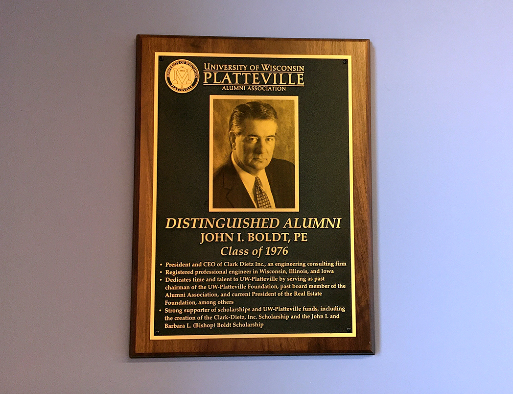 John Boldt 2017 Award Plaque