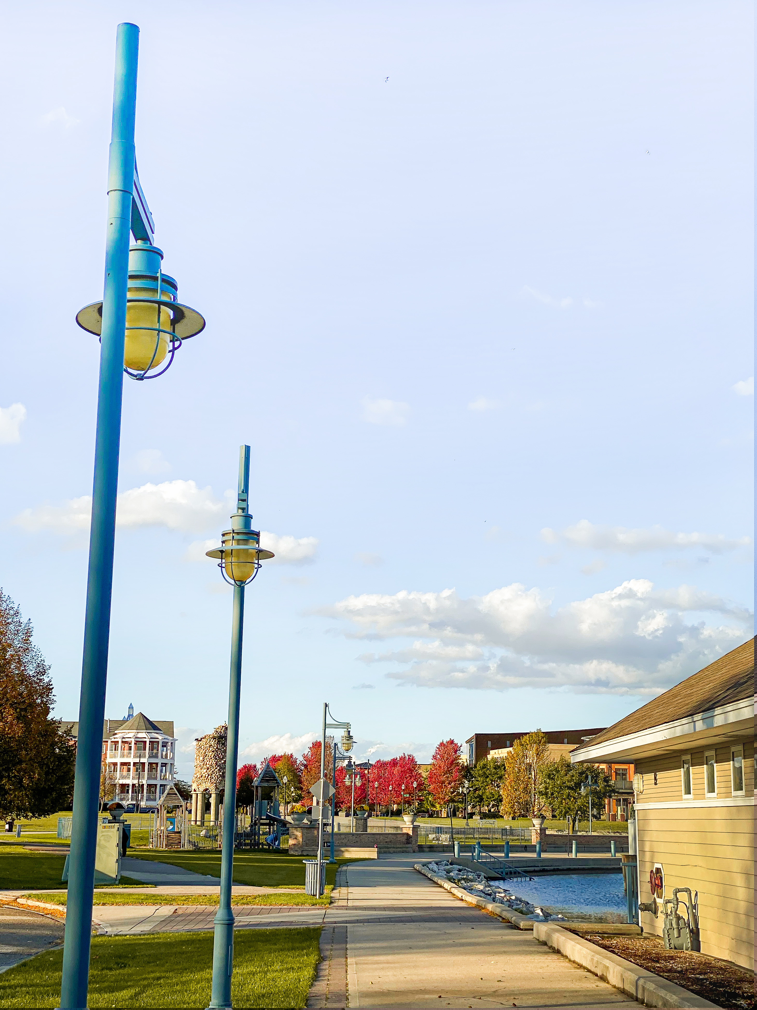 Original Kenosha lakefront lighting during the day