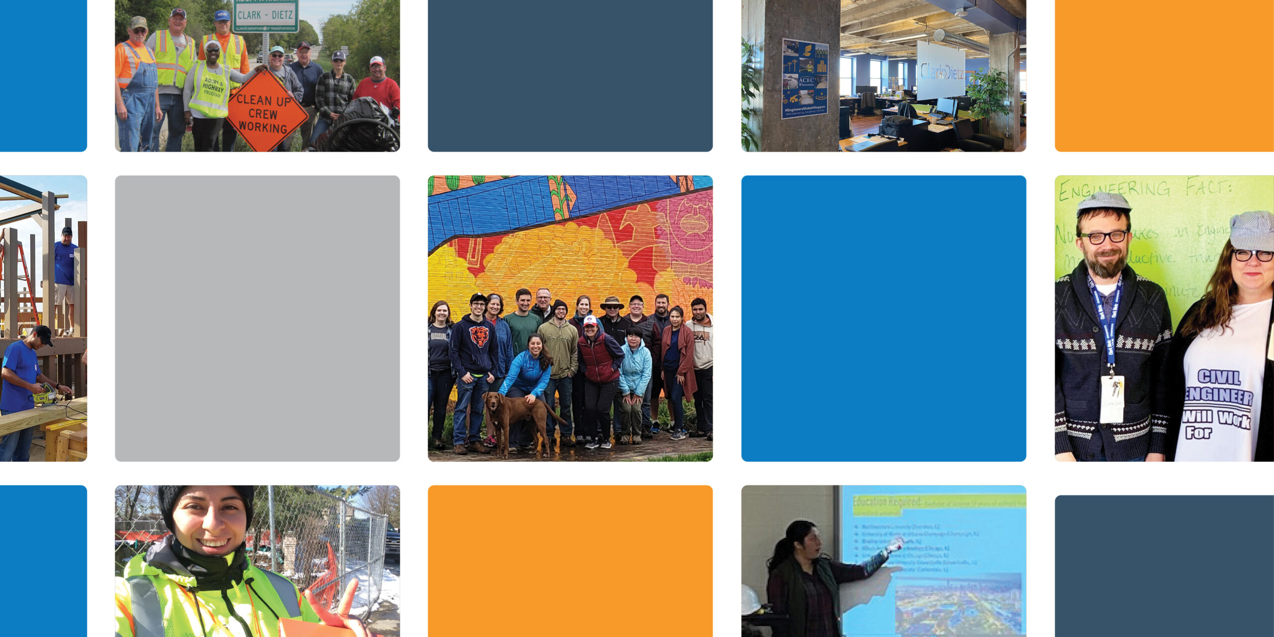 images showing life at clark dietz including group and individual shots of employees