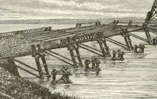 Illustration of Caesar’s Rhine Bridge from “History of Rome, and of the Roman people, from its origin to the invasion of the barbarians" (1883)