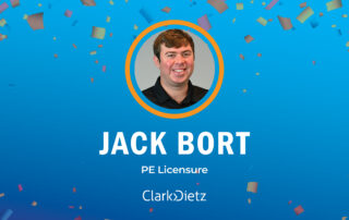 Jack Bort's headshot and notification of PE licensure