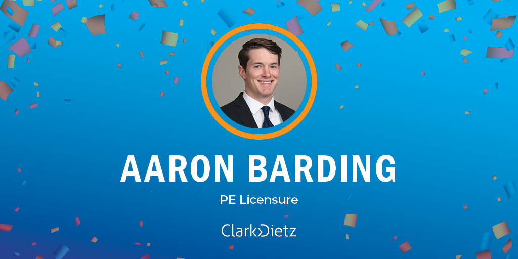 aaron barding earns PE license