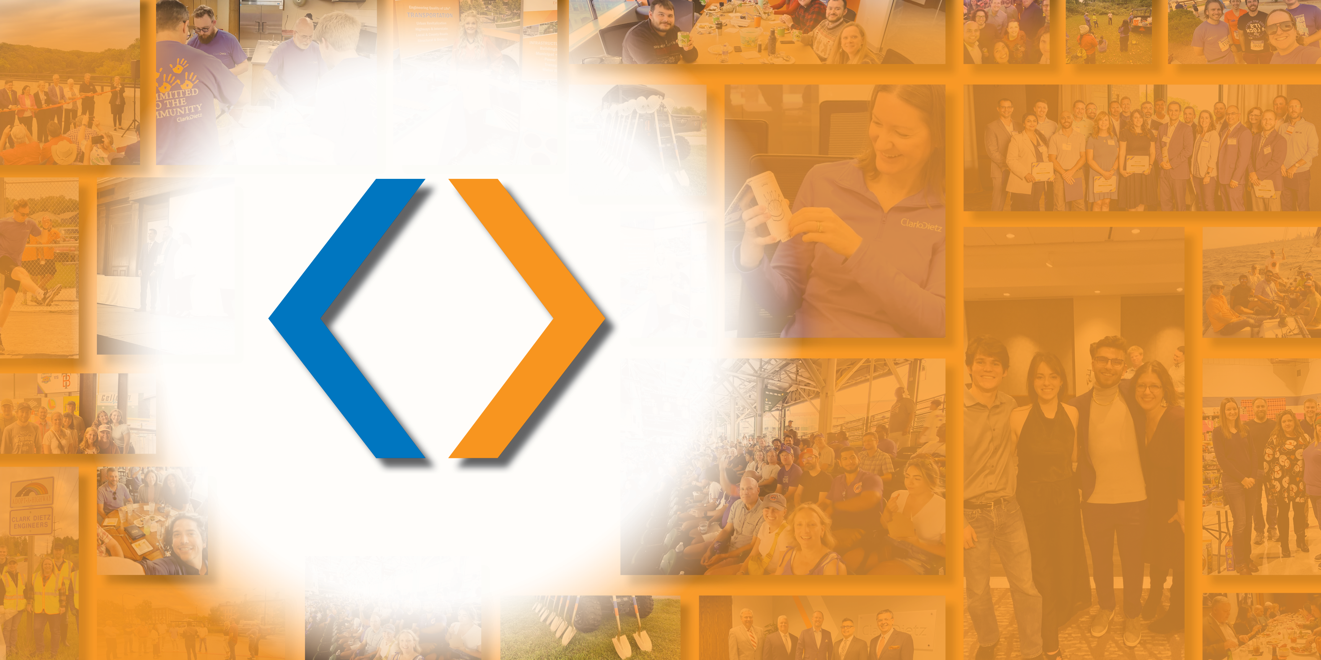 image featuring a collage of photos depicting Clark Dietz employees as a cultural/work events