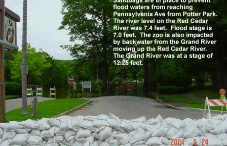 Photo from the flooding in 2004. The flooding in 2001 was a foot higher and blocked the entrance.