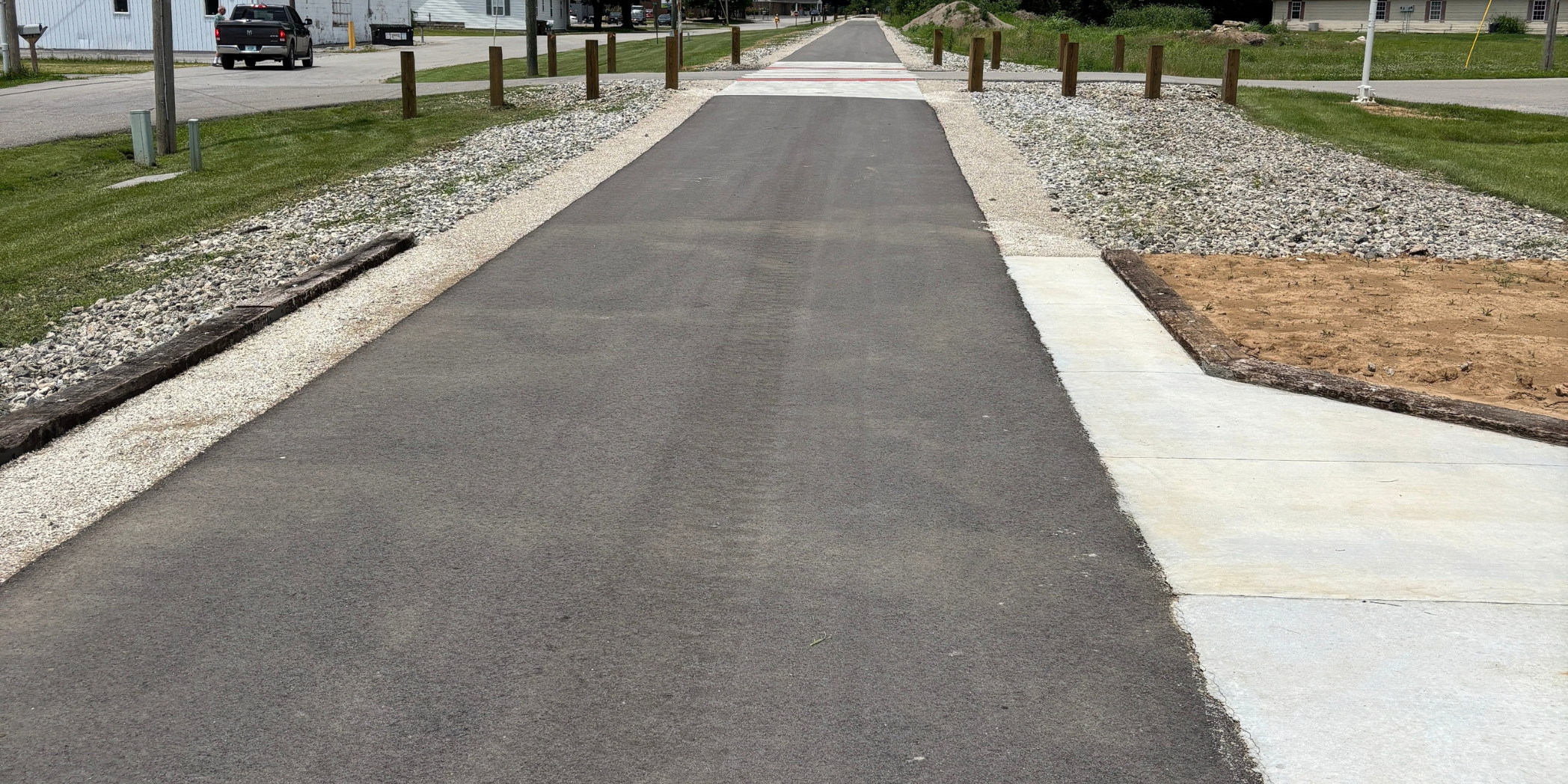 Image of part of the Monon South trail that is paved.