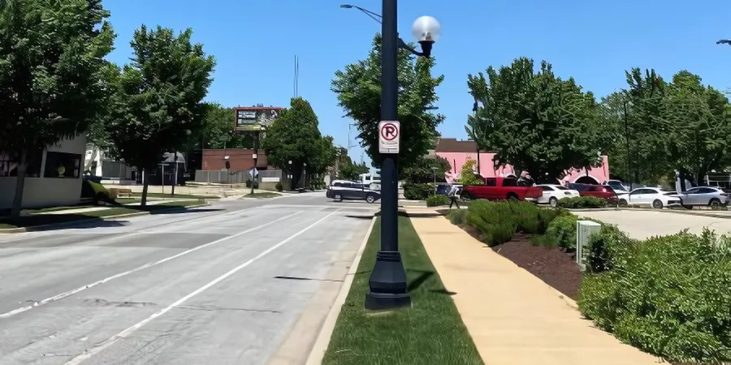 Street view with a light post