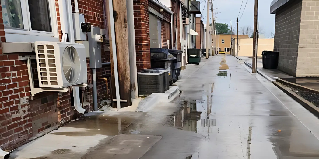 Downtown alley with lighting improvements.