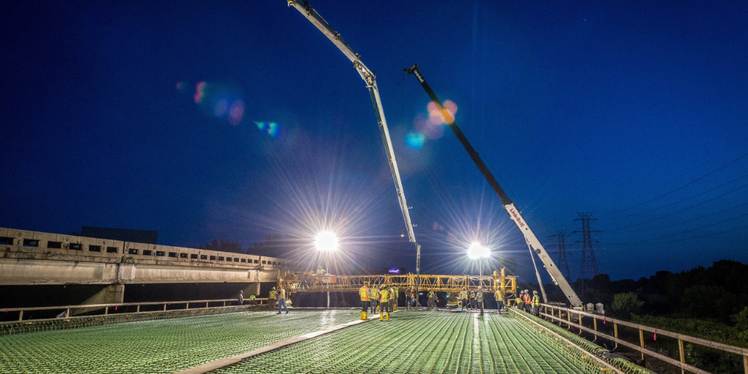 Construction on a bridge
