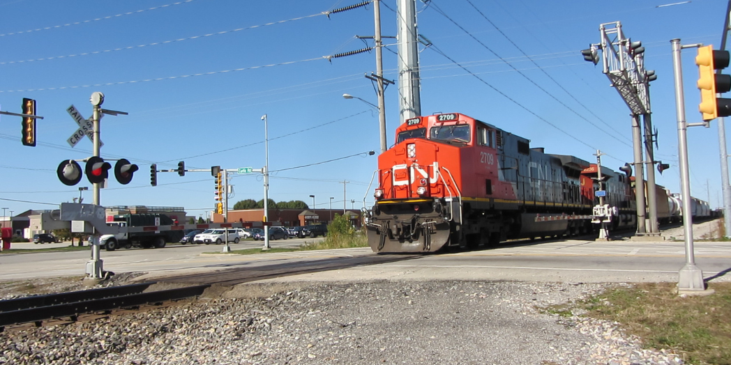 Curtis road with a train