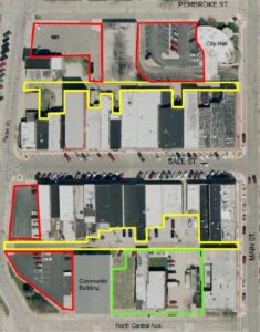 Aerial photograph of the construction in downtown Downtown Tuscola