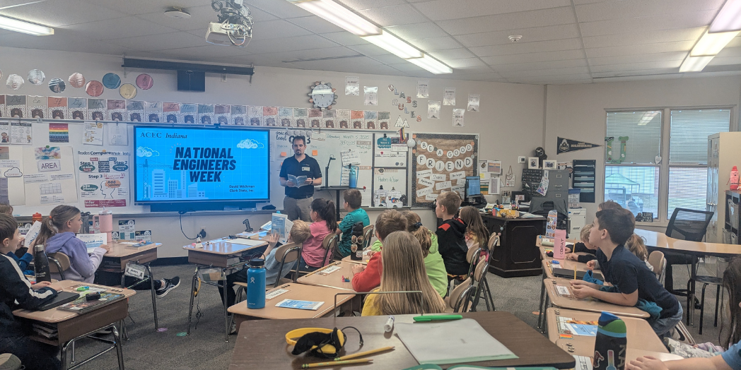David Wichman, PE, teaching at a school for Engineers Week.