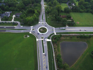 106th Street and Towne Road Roundabout drone image