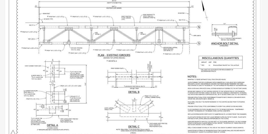 Pere Marquette bridge design sheet