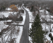 Aerial view of Santa Parade path