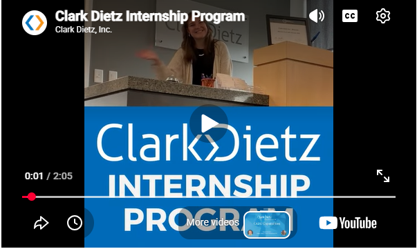 Internship Video on Youtube showing Internship opportunities with a clip from a variety of internship positions.