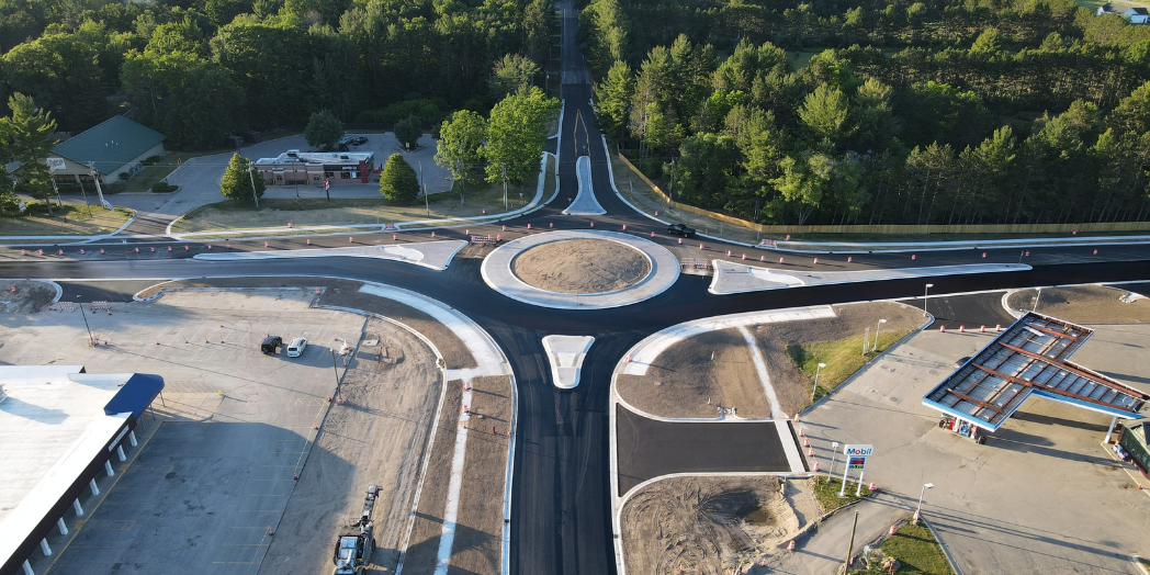 Aerial image of US-31 roundabout