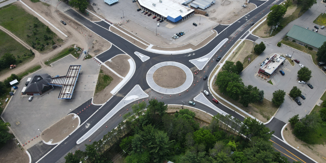 Aerial image of US-31 roundabout